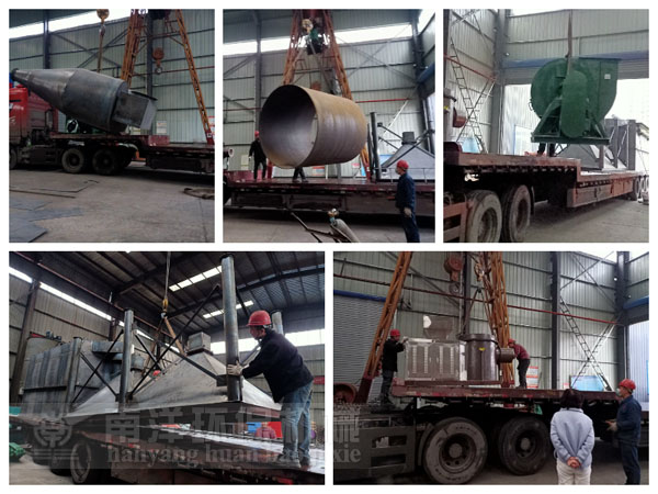 尾礦砂烘幹機裝車現場